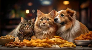Low calorie extruded food and obese pets